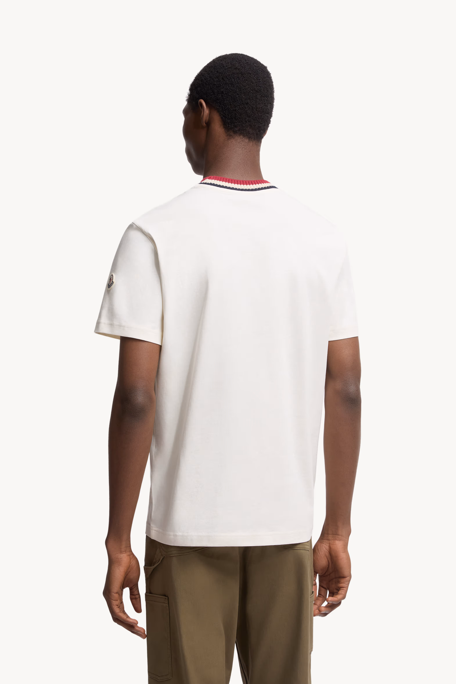 Embroidered Logo Cotton T-Shirt Men White Moncler 5